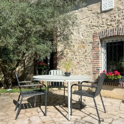 Table de jardin ronde en aluminium gris poudré Ø 130 cm STOCKHOLM