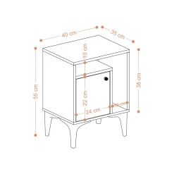 Table de nuit avec rangement effet chêne - 1 porte 1 niche JENA
