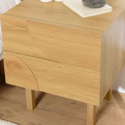 Table de nuit bois clair décor graphique DANBA