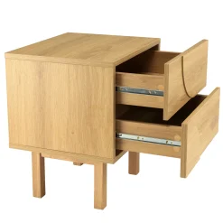 Table de nuit bois clair décor graphique DANBA