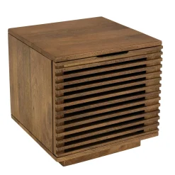 Table de nuit bois de manguier 1 grande porte ajourée KANHA