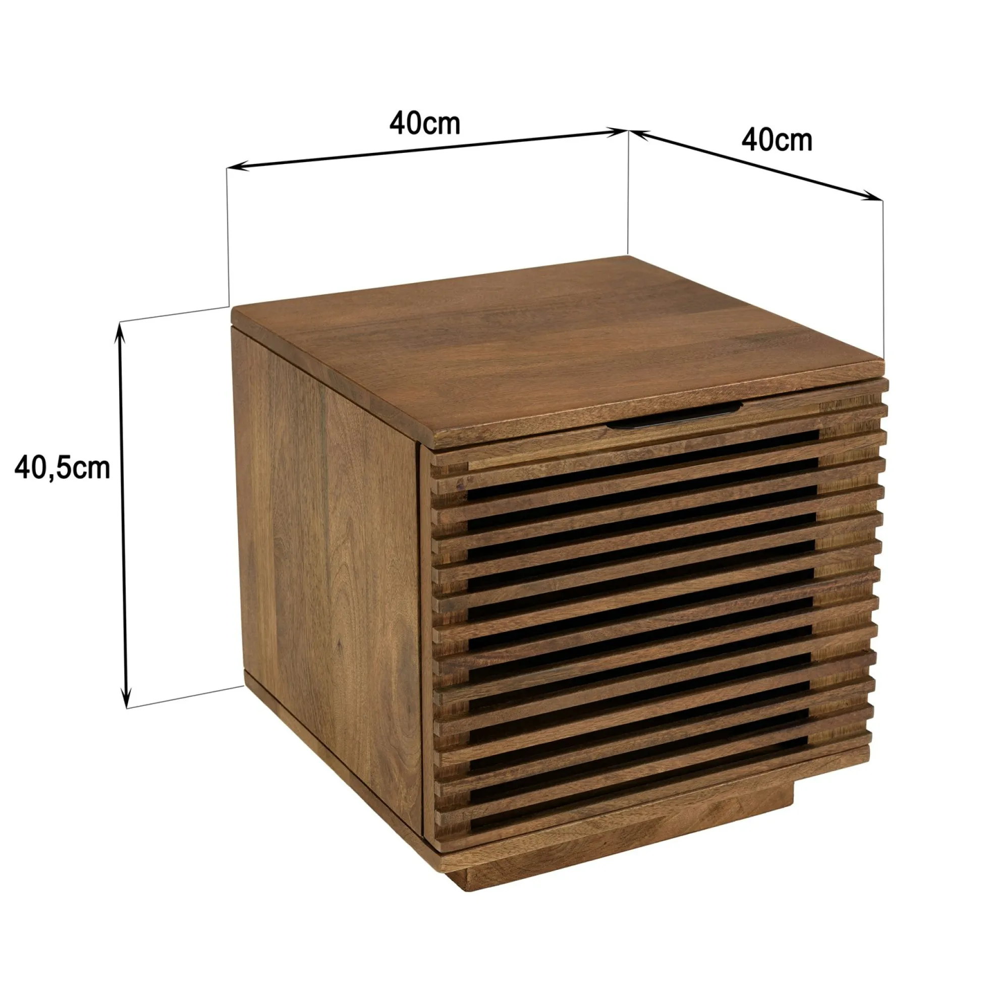 Table de nuit bois de manguier 1 grande porte ajourée KANHA