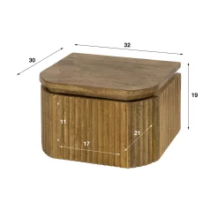 Table de nuit bois – 1 tiroir, motif baguette 32 cm DELHI