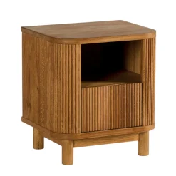 Table de nuit en bois - motif baguette, 1 tiroir IENA