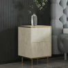 Table de nuit moderne chic effet travertin, 1 porte BYRON