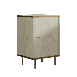 Table de nuit moderne chic effet travertin, 1 porte BYRON