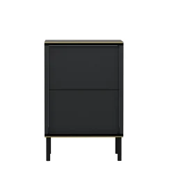 Table de nuit moderne chic gris foncé, plateau marbré BYRON