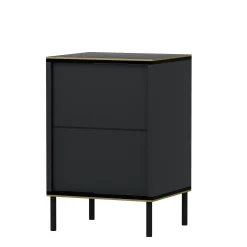 Table de nuit moderne chic gris foncé, plateau marbré BYRON