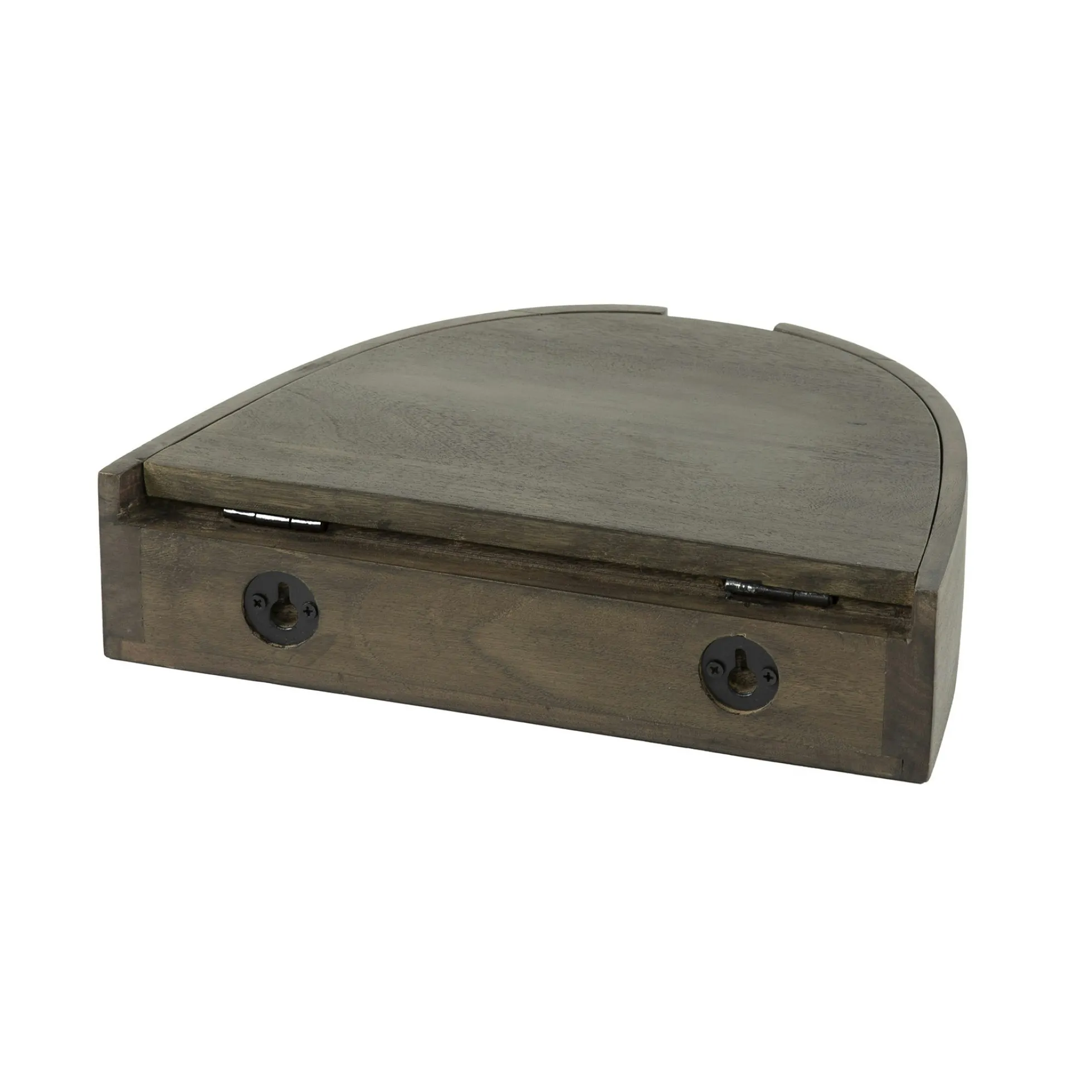 Table de nuit murale bois brun, tiroir demi-lune (x2) NAKO