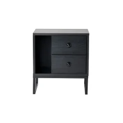 Table de nuit noire effet bois - 2 tiroirs, 1 niche JENA
