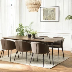 Table de repas bois recyclé motif épis 220 cm KORKAI