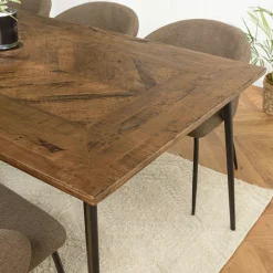 Table de repas bois recyclé motif épis 220 cm KORKAI