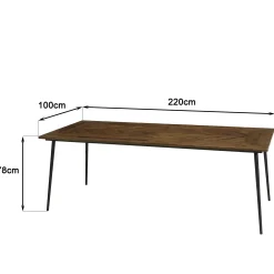Table de repas bois recyclé motif épis 220 cm KORKAI