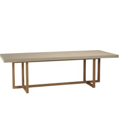 Table de repas béton beige pieds bois design DIKA