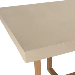 Table de repas béton beige pieds bois design DIKA