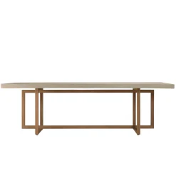 Table de repas béton beige pieds bois design DIKA