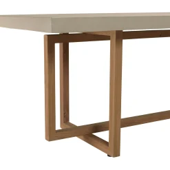 Table de repas béton beige pieds bois design DIKA
