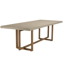 Table de repas béton beige pieds bois design DIKA
