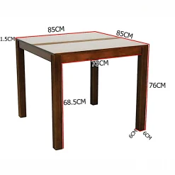 Table de repas carrée Hévéa 85x85x76cm GALA