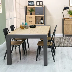 Table de Repas extensible Inspiration Indus' en Acacia et Métal 180/230x100x76cm BROOKLYN