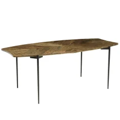 Table de repas forme oblongue bois recyclé chevrons 200 cm KORKAI