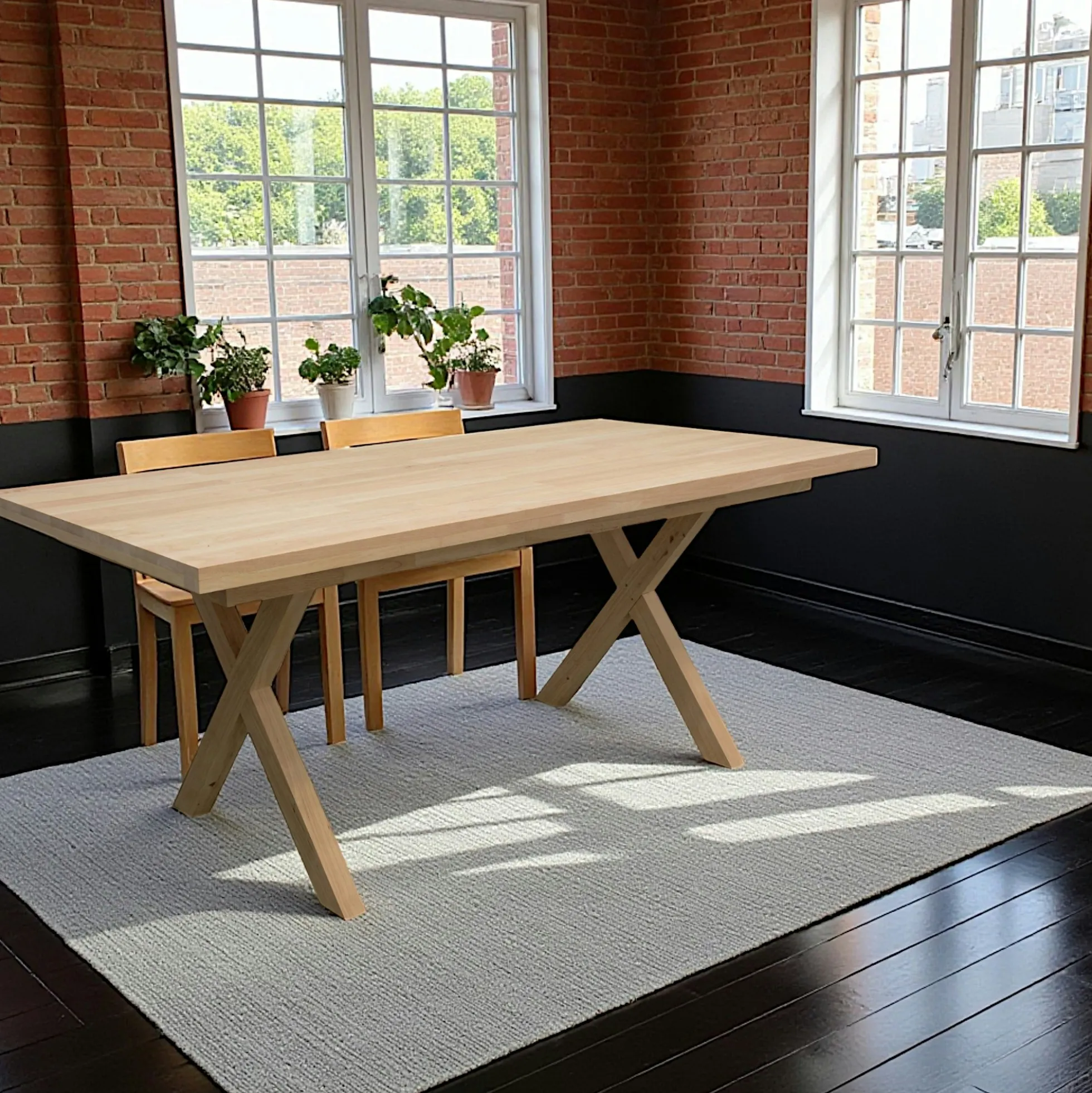 Table de Repas Hévéa avec pieds en croix 180x90x76cm BALTIC