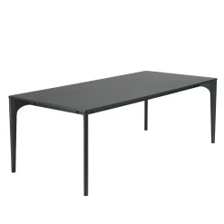 Table de repas moderne noire pieds chêne massif 220 cm PANAMA