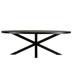 Table de repas ovale bois anthracite lignes dorées 220 cm BIHAR