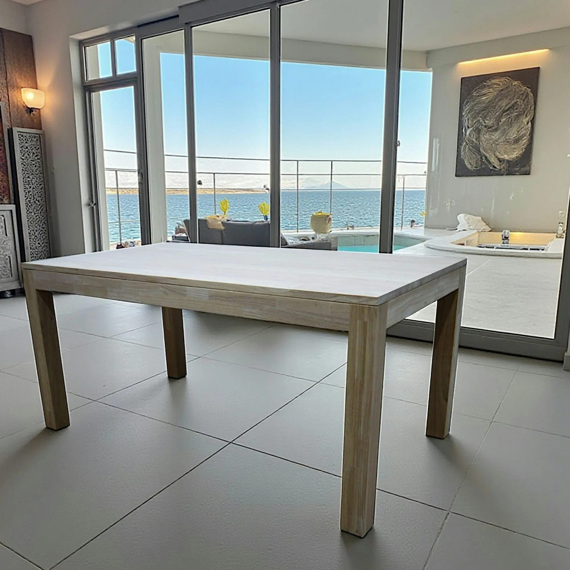 Table de repas rectangle Hévéa 160x90x76cm HELENA
