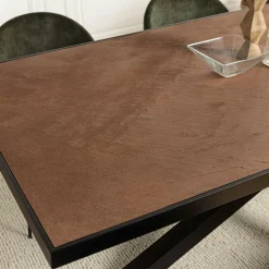Table de repas rectangulaire bois effet pierre rouille 220 cm BIHAR
