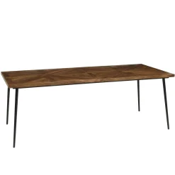 Table de repas rectangulaire bois recyclé marqueterie 220 cm KORKAI