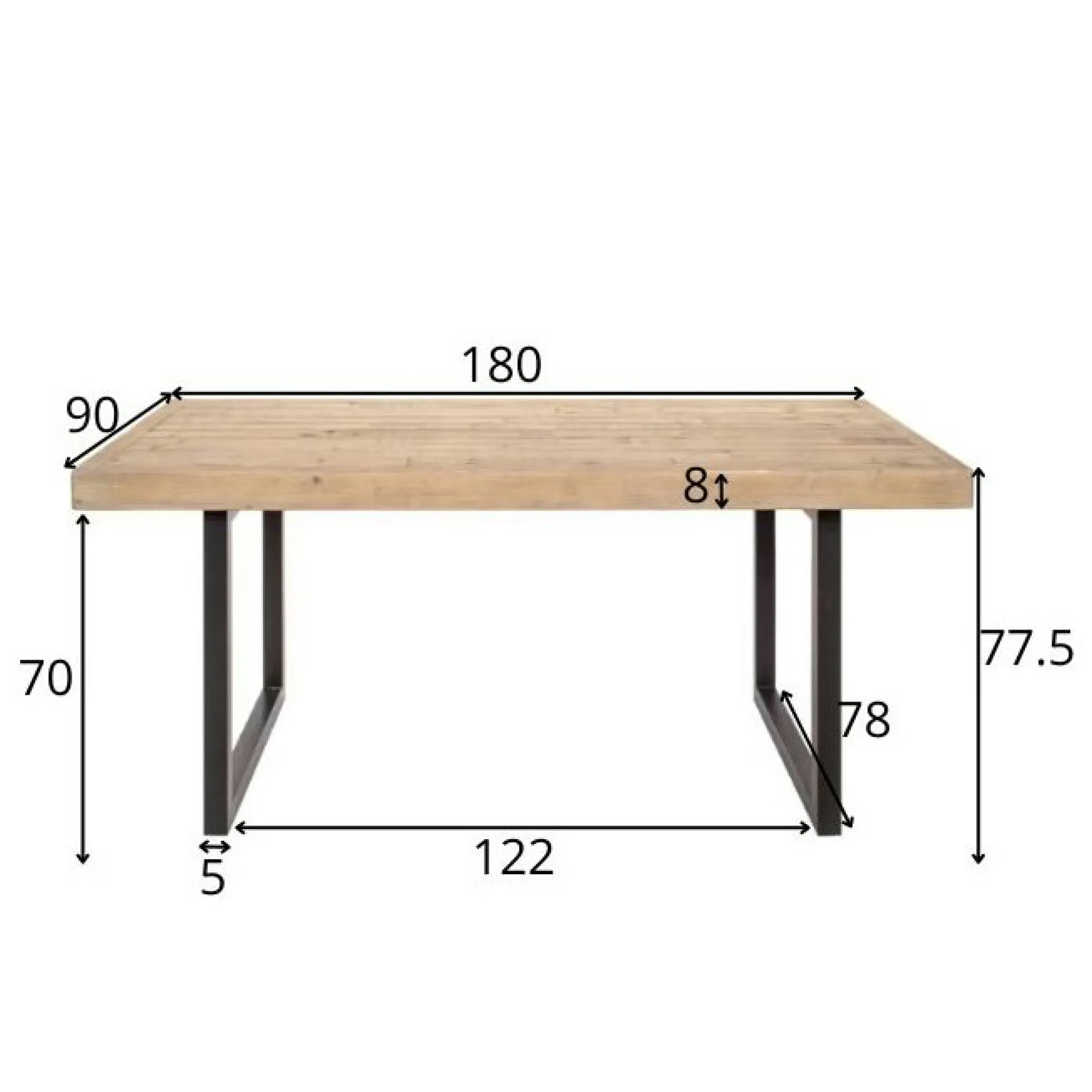 Table de salle à manger en bois recyclé 180 cm AUCKLAND