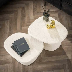 Table de salon blanche en marbre composite (lot de 2) TAJ
