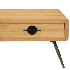 Table de salon bois clair et pieds métal vert BAGAN