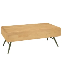Table de salon bois clair et pieds métal vert BAGAN