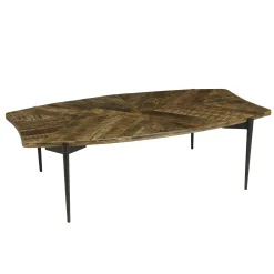 Table de salon forme oblongue bois recyclé chevrons KORKAI