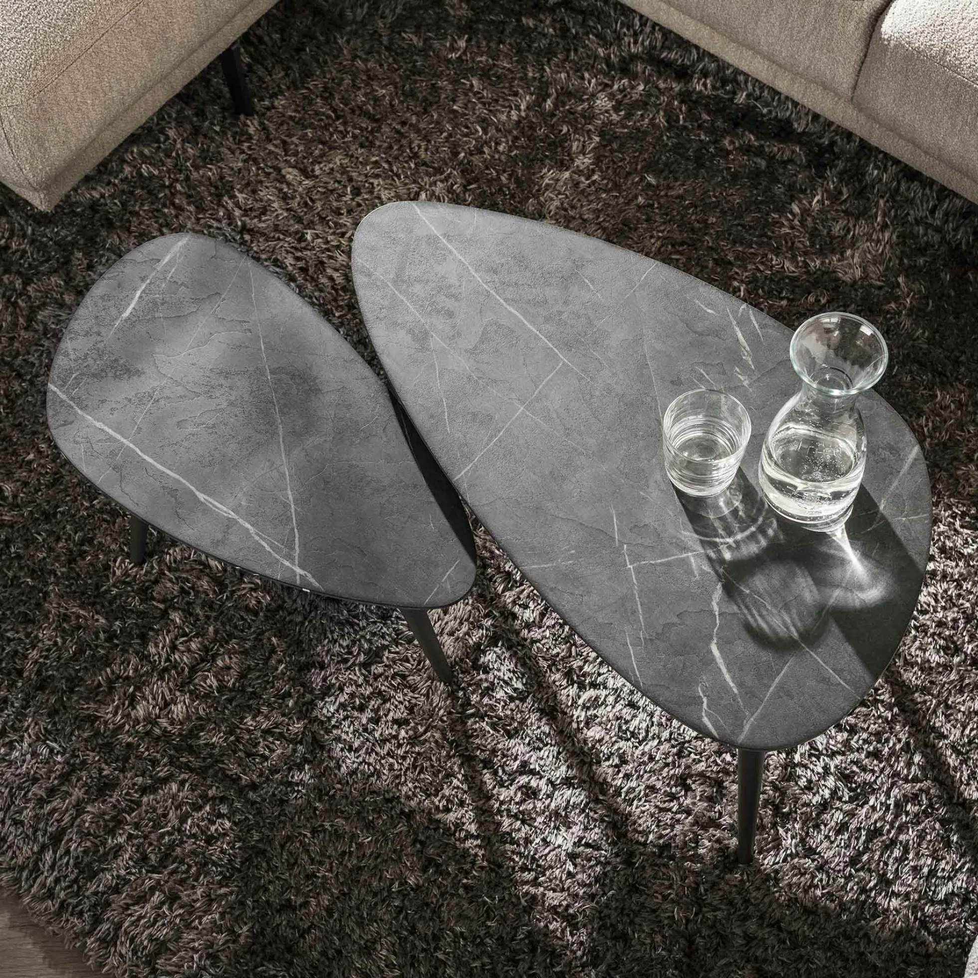 Table de salon organique avec plateau forme poire (lot de 2) RALF
