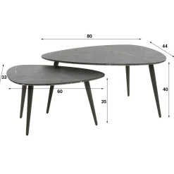 Table de salon organique avec plateau forme poire (lot de 2) RALF