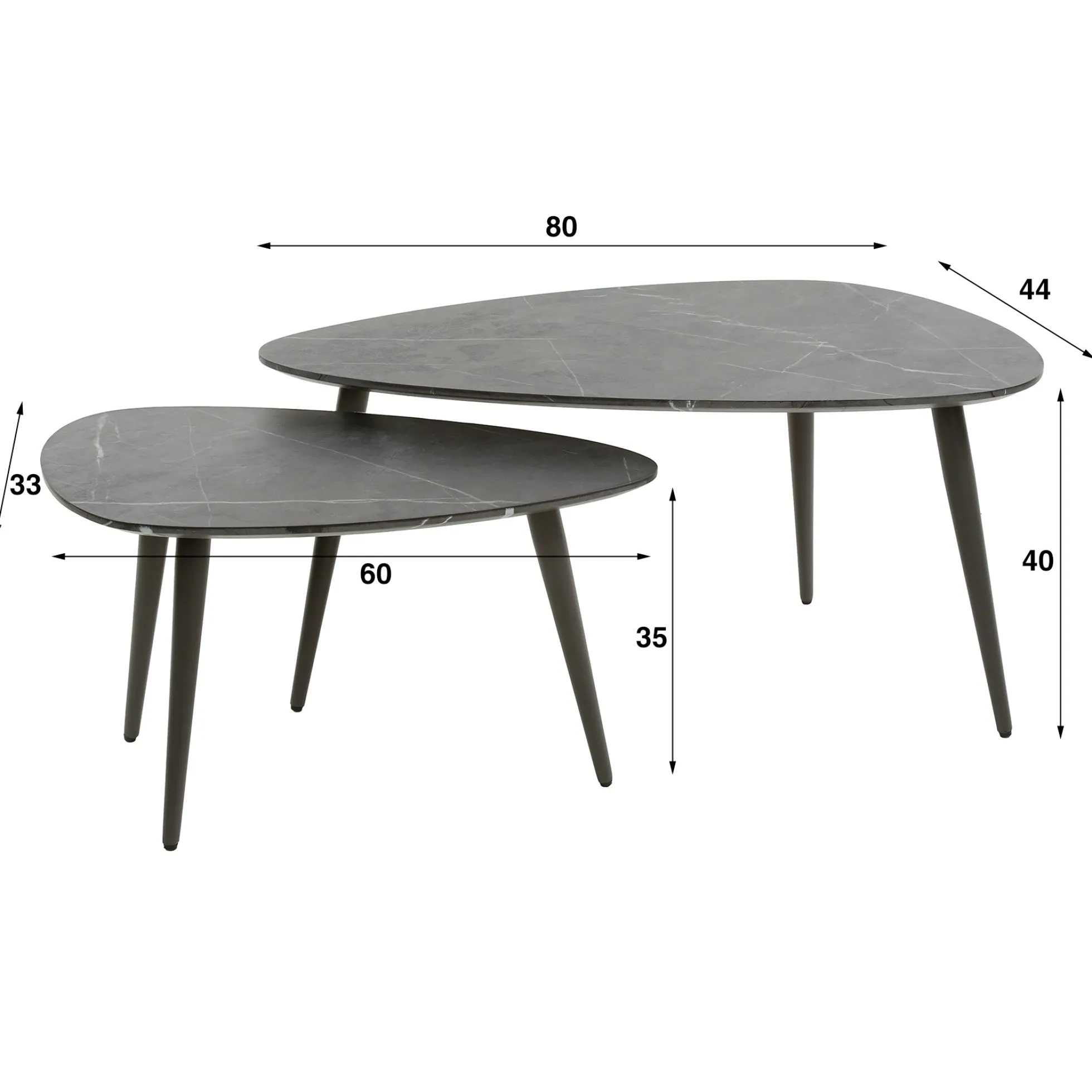 Table de salon organique avec plateau forme poire (lot de 2) RALF