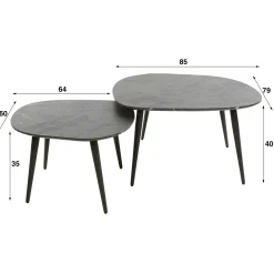 Table de salon organique avec plateau forme carrée (lot de 2) RALF