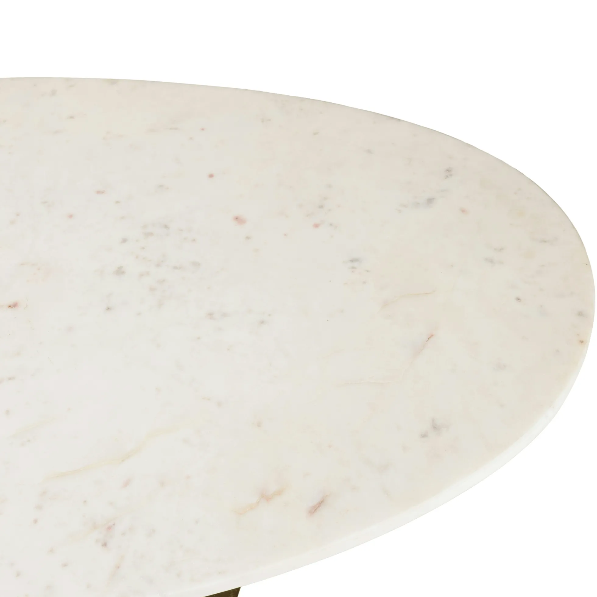 Table de salon ovale marbre blanc et pied doré ZALA