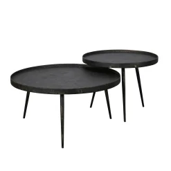 Table de salon ronde effet métal vieilli (2 pièces) RALF