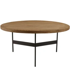 Table de salon ronde pin recyclé et métal 70 cm CRACOVIE