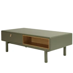 Table de salon 2 tiroirs bois vert nature GUILIN