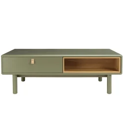 Table de salon 2 tiroirs bois vert nature GUILIN