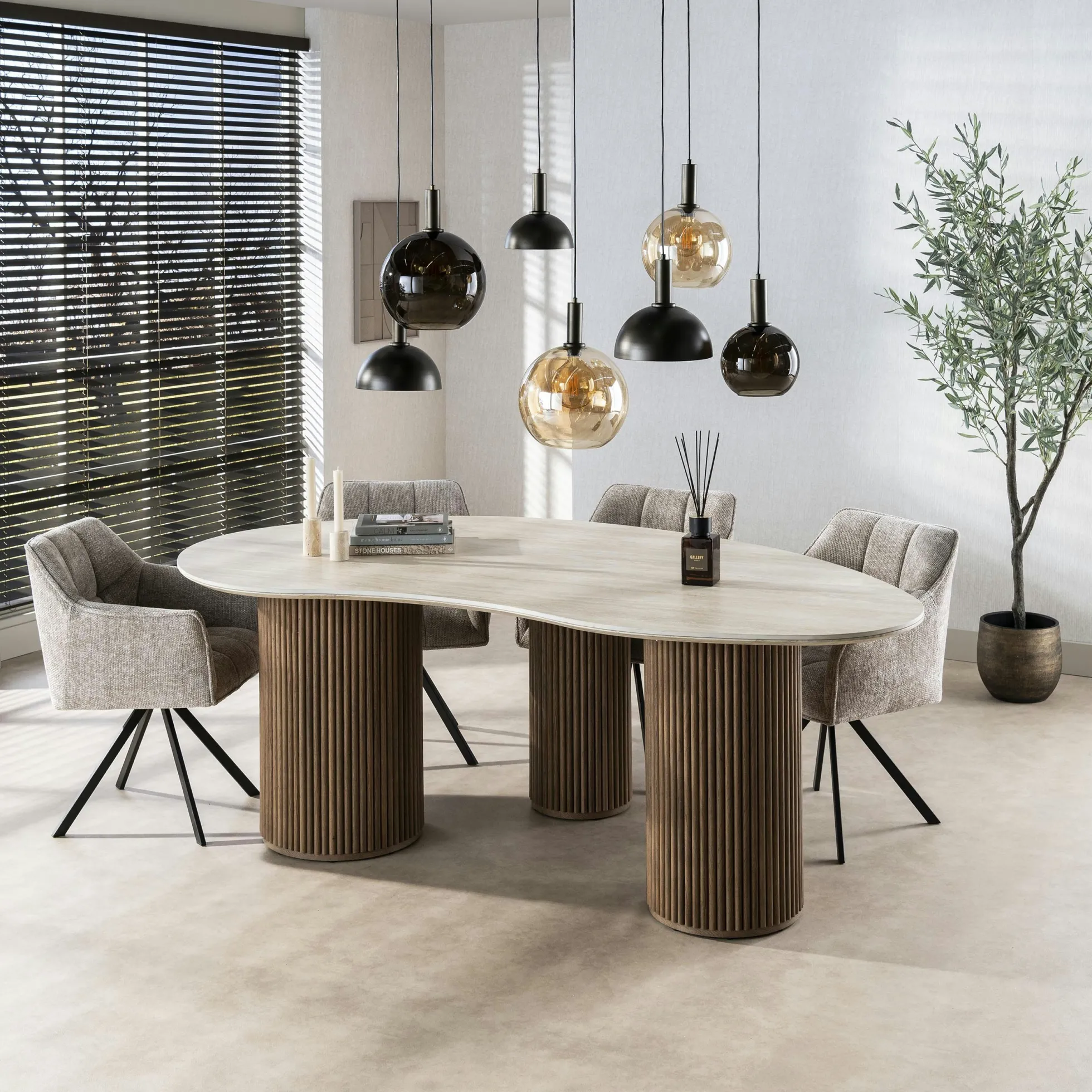Table design céramique 3D effet travertin 215 cm ASCOLI