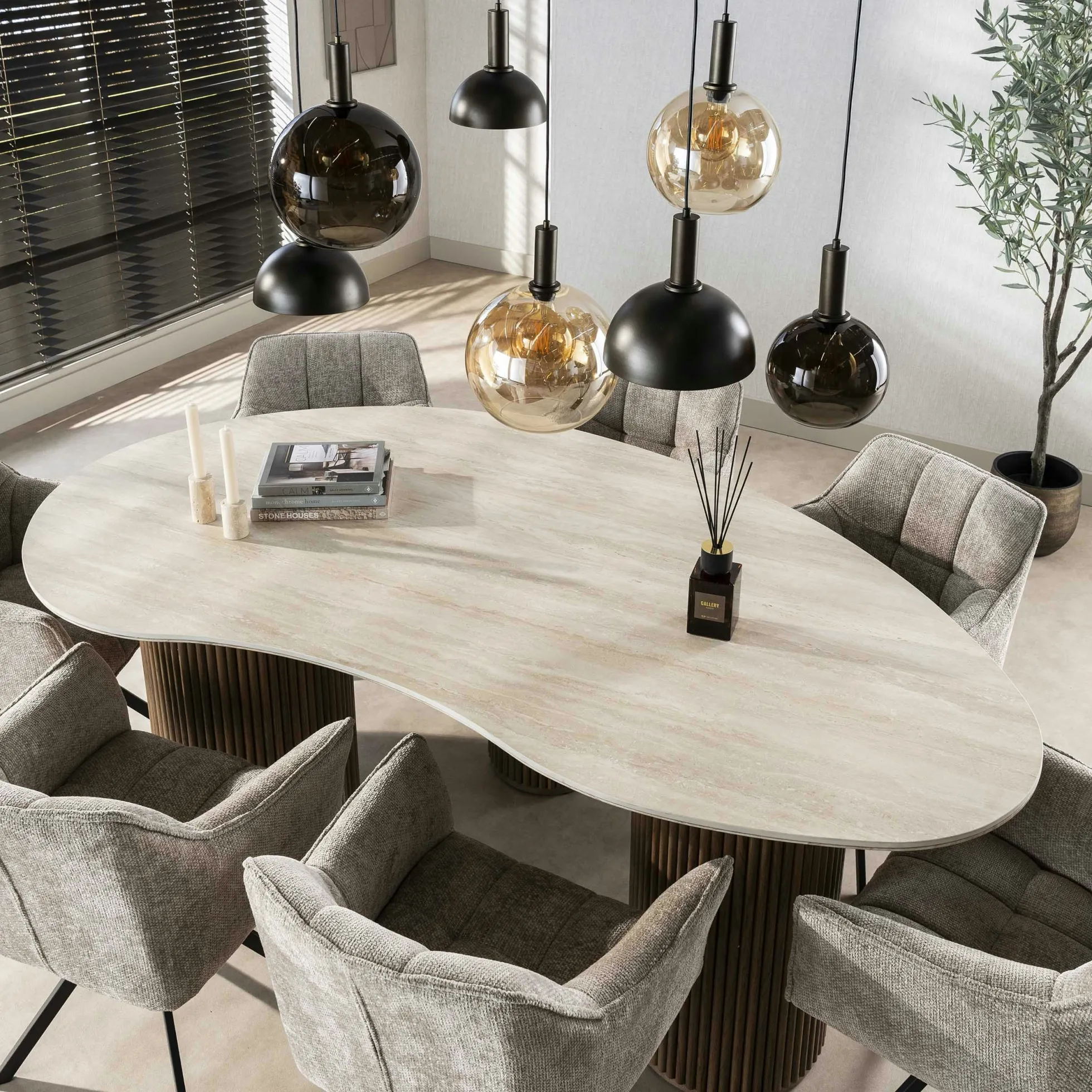 Table design céramique 3D effet travertin 215 cm ASCOLI