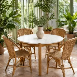 Table à dîner ronde terrazzo blanche ø120 BALI