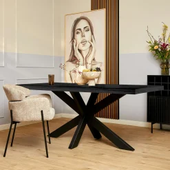 Table en bois noir à pied central 200 cm RIVANO