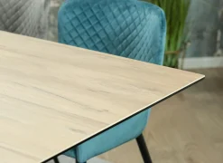 Table en céramique extensible aspect bois pied mikado 180-240 cm LOMBARDIE